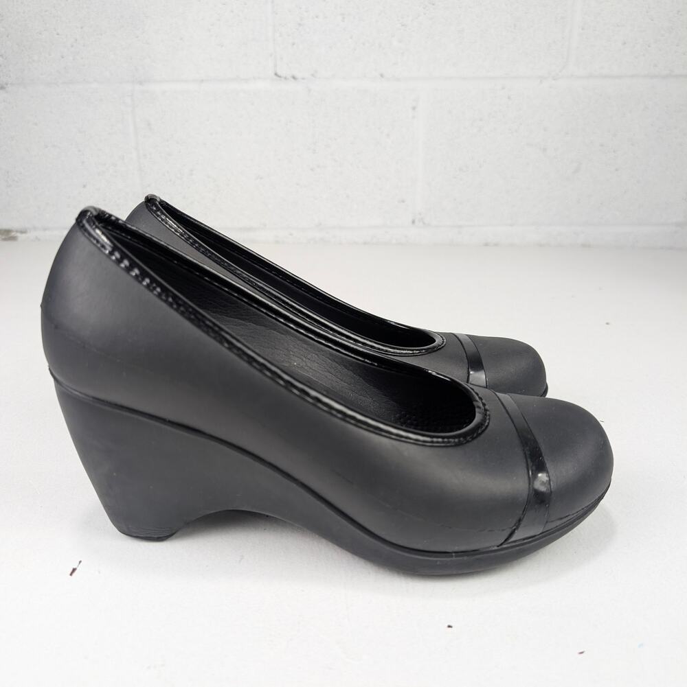 Crocs Women's 10 Lena Wedge Heel Shoe - Black